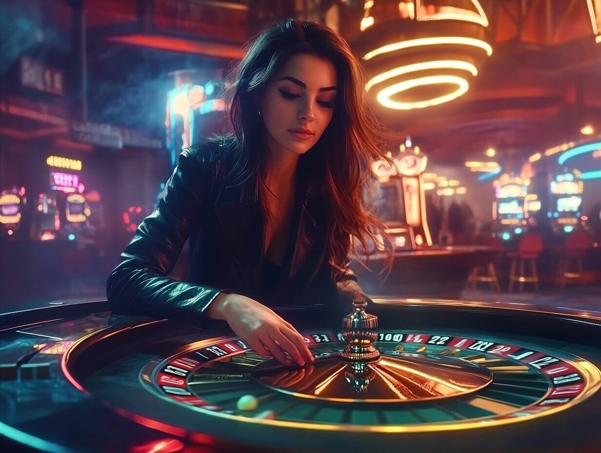 Young woman enjoying roulette at 7tbet